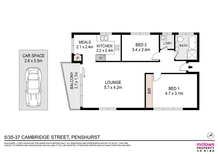 Floorplan of Homely unit listing, 5/35-37 Cambridge Street (access via Percival St), Penshurst NSW 2222