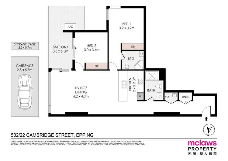 Floorplan of Homely unit listing, 502/22 Cambridge St (access via Chester St or Cambridge St), Epping NSW 2121