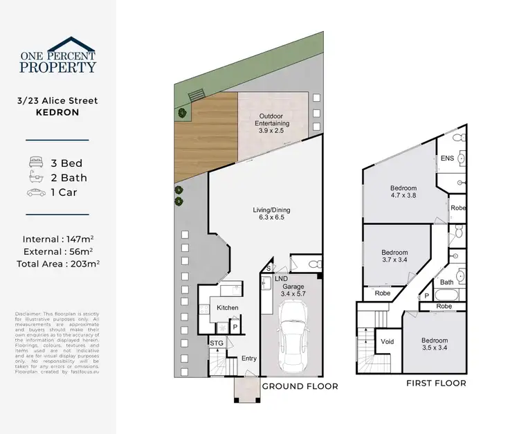 Floorplan of Homely townhouse listing, 3/23 Alice Street, Kedron QLD 4031