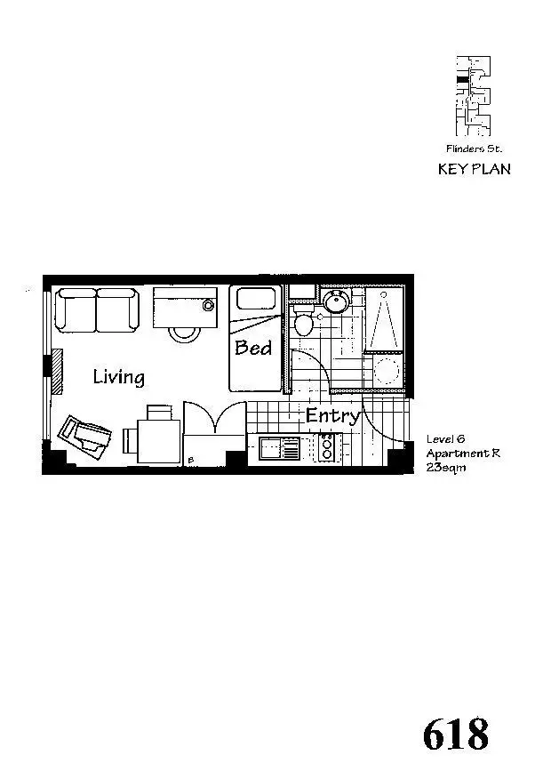 Floorplan of Homely apartment listing, 618/238 Flinders Street, Melbourne VIC 3000