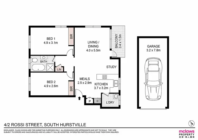 Floorplan of Homely unit listing, 4/2 Rossi Street, South Hurstville NSW 2221