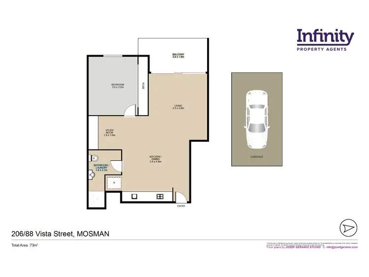 Floorplan of Homely apartment listing, 206/88 Vista Street, Mosman NSW 2088