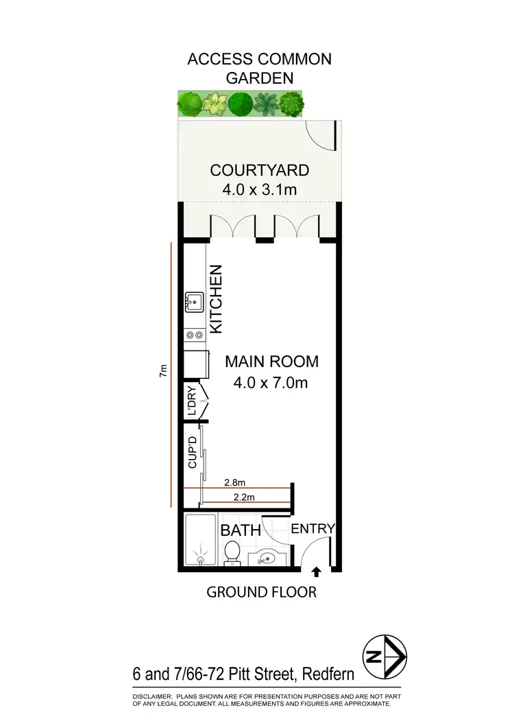 Floorplan of Homely studio listing, 7/66-72 Pitt Street, Redfern NSW 2016