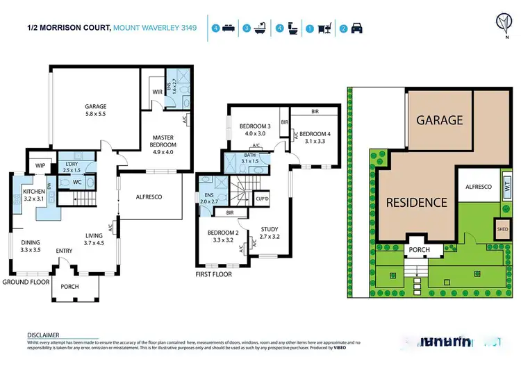 Floorplan of Homely townhouse listing, 1/2 Morrison Court, Mount Waverley VIC 3149