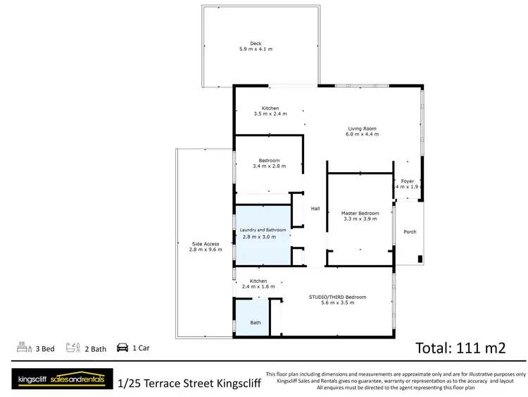 Floorplan of Homely semi-detached listing, 1/25 Terrace Street, Kingscliff NSW 2487