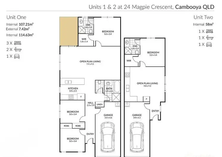 Floorplan of Homely semi-detached listing, 1/24 Magpie Drive, Cambooya QLD 4358
