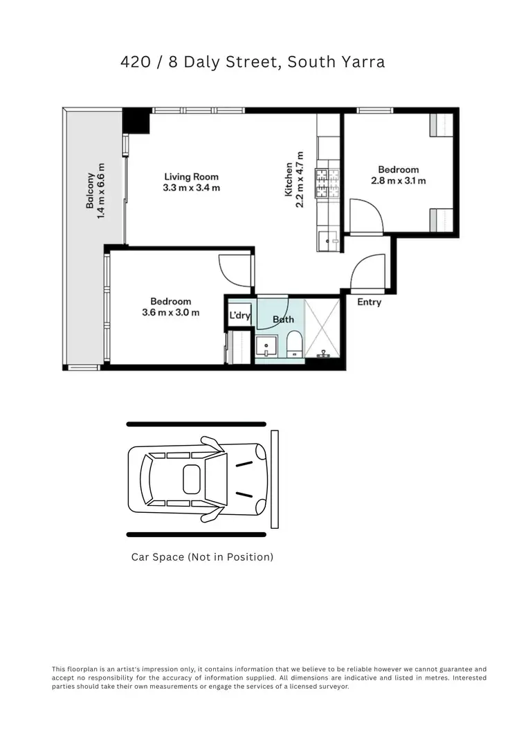 Floorplan of Homely apartment listing, 420/8 Daly Street, South Yarra VIC 3141