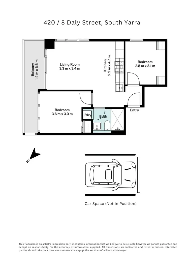 Floorplan of Homely apartment listing, 420/8 Daly Street, South Yarra VIC 3141