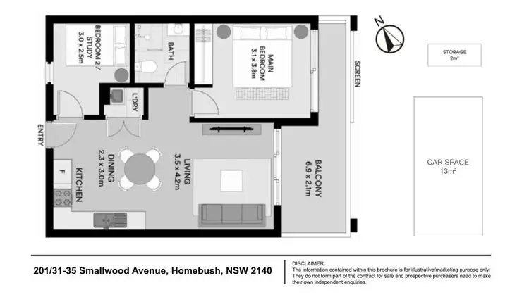 Floorplan of Homely apartment listing, 201/31-35 Smallwood Avenue, Homebush NSW 2140