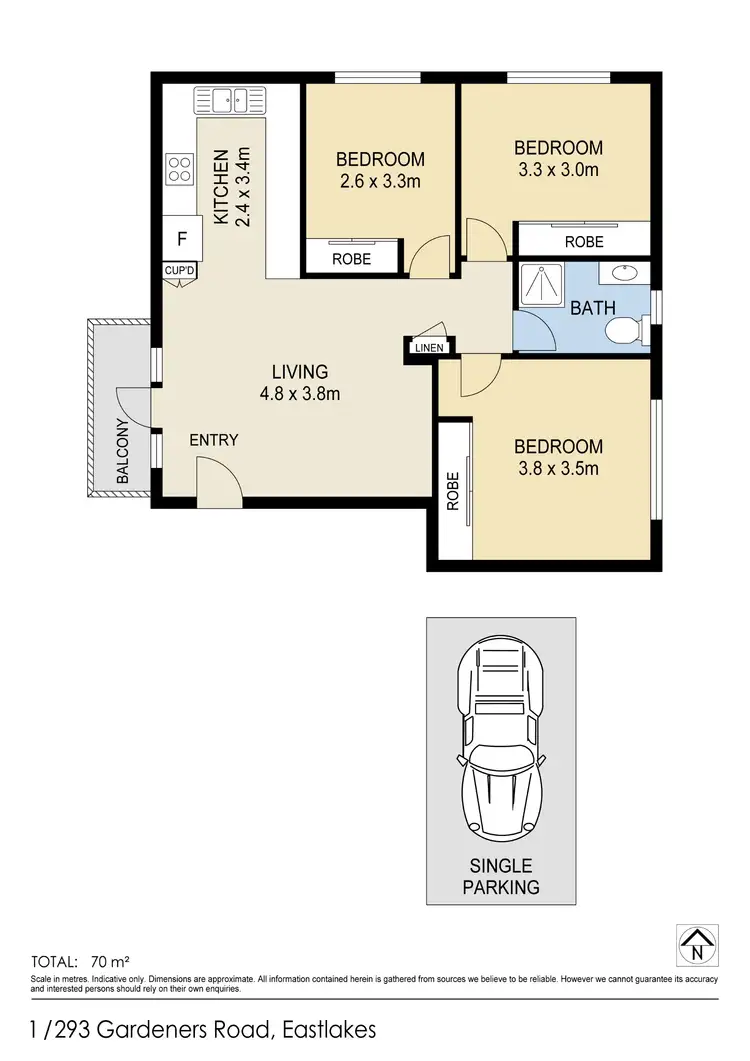 Floorplan of Homely apartment listing, 1/293 Gardeners Road, Eastlakes NSW 2018