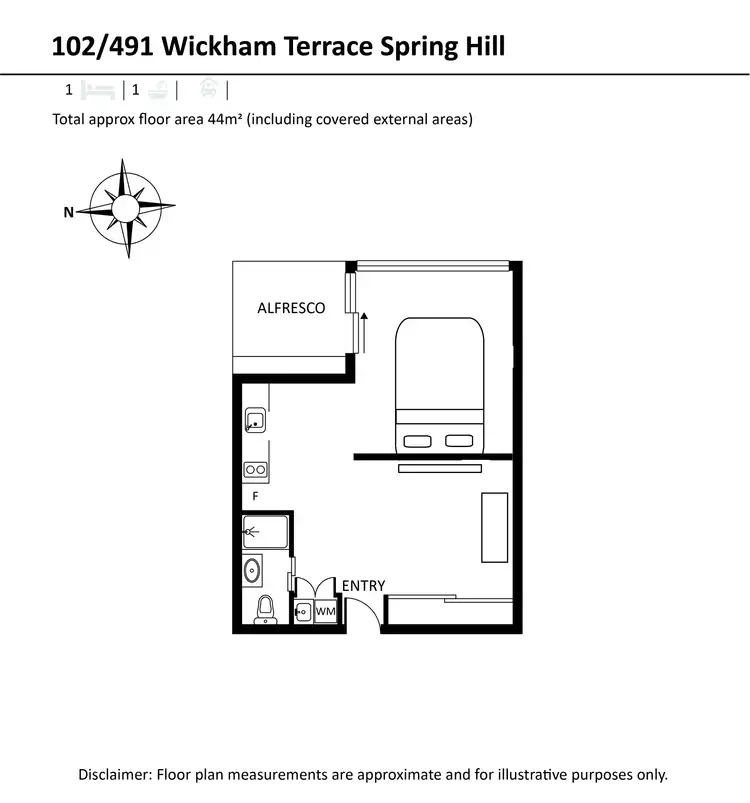 Floorplan of Homely studio listing, 102/491 Wickham Terrace, Spring Hill QLD 4000