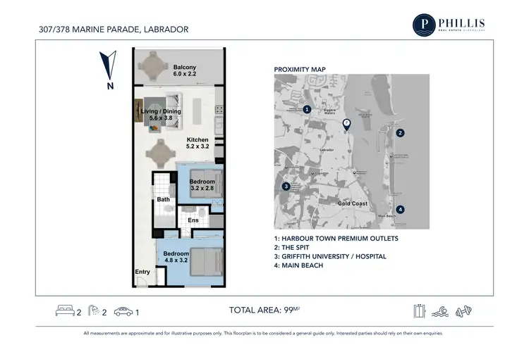 Floorplan of Homely unit listing, 307/378 Marine Parade, Labrador QLD 4215
