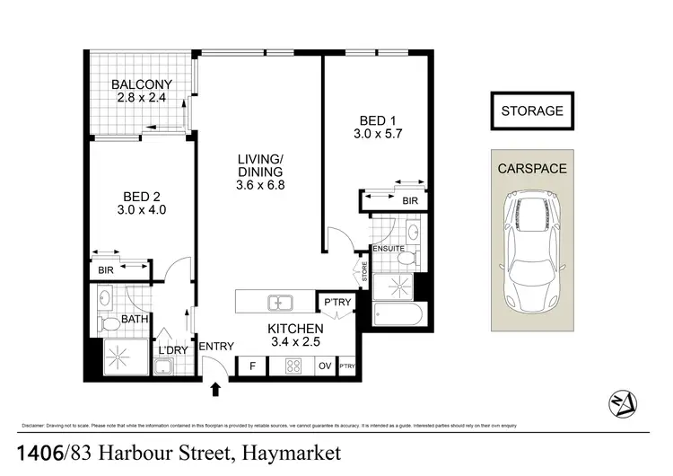 Floorplan of Homely apartment listing, 1406/83 Harbour Street, Haymarket NSW 2000