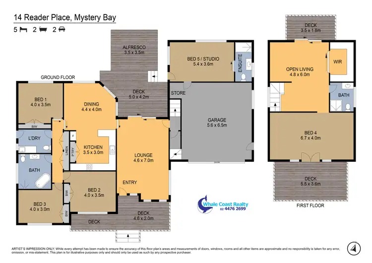 Floorplan of Homely house listing, 14 Reader Place, Mystery Bay NSW 2546