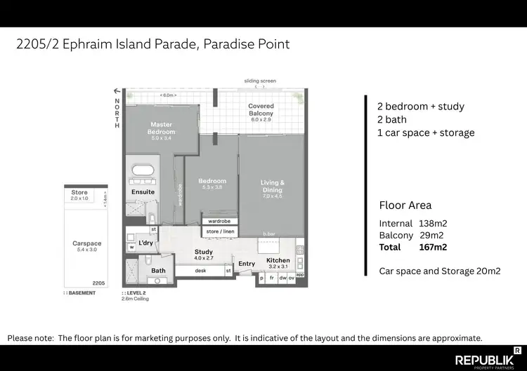 Floorplan of Homely unit listing, 2205/2 Ephraim Island Parade, Paradise Point QLD 4216