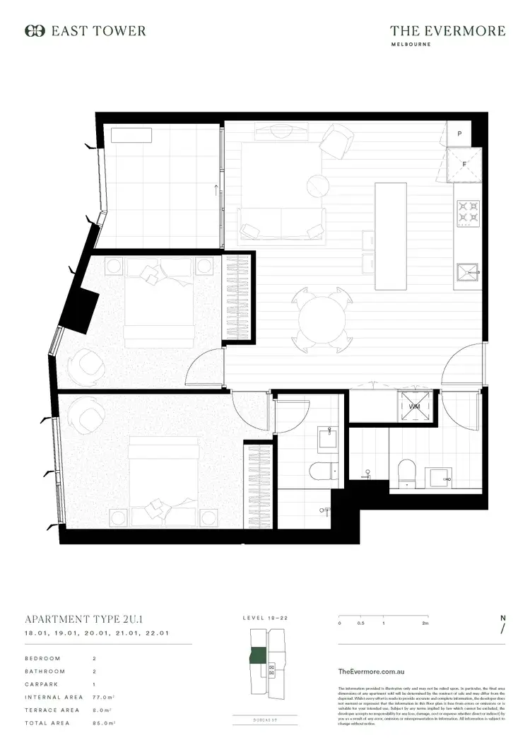 Floorplan of Homely apartment listing, 2201B/58-66 Dorcas Street, Southbank VIC 3006