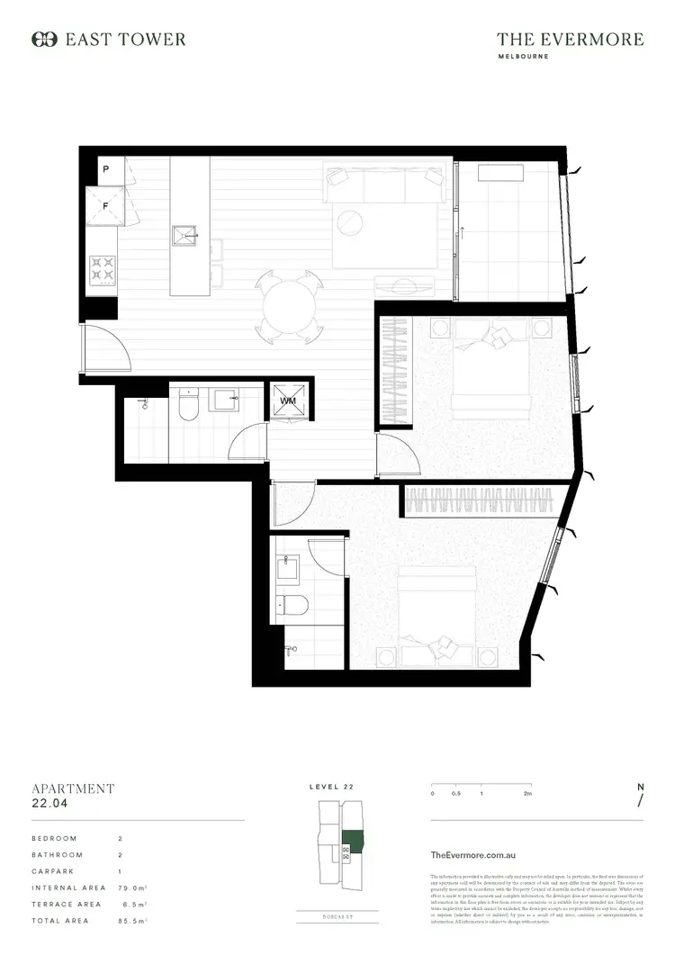 Floorplan of Homely apartment listing, 2204B/58-66 Dorcas Street, Southbank VIC 3006