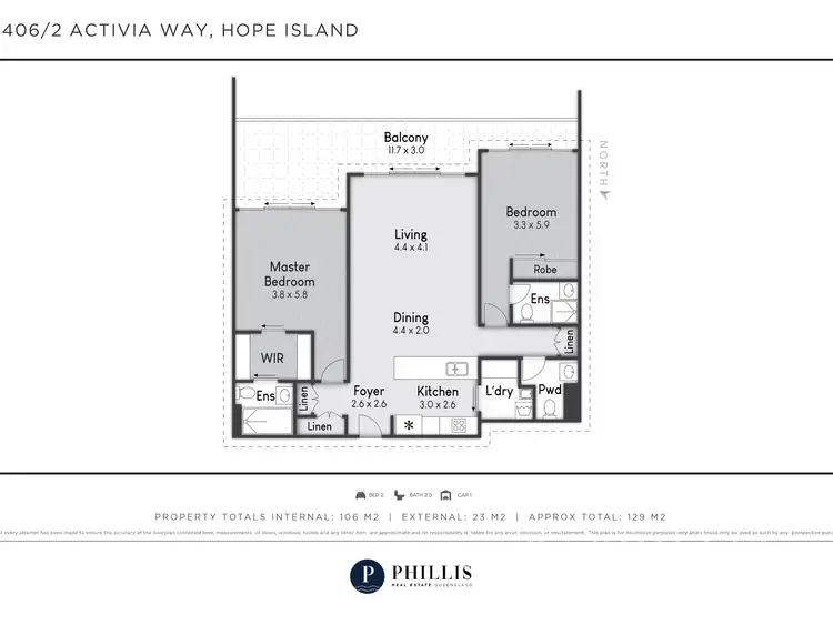Floorplan of Homely unit listing, 2406/2 Activa Way, Hope Island QLD 4212