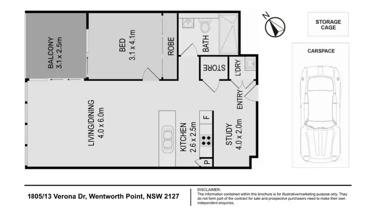 Floorplan of Homely apartment listing, 1805/13 Verona Drive, Wentworth Point NSW 2127