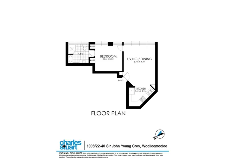 Floorplan of Homely apartment listing, 1008/22-40 Sir John Young Crescent, Woolloomooloo NSW 2011