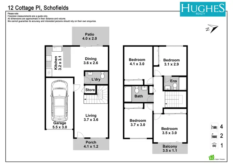 Floorplan of Homely townhouse listing, 12 Cottage Glade, Schofields NSW 2762