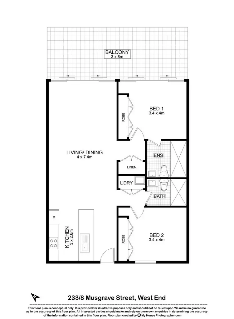 Floorplan of Homely apartment listing, 233/8 Musgrave Street, West End QLD 4101