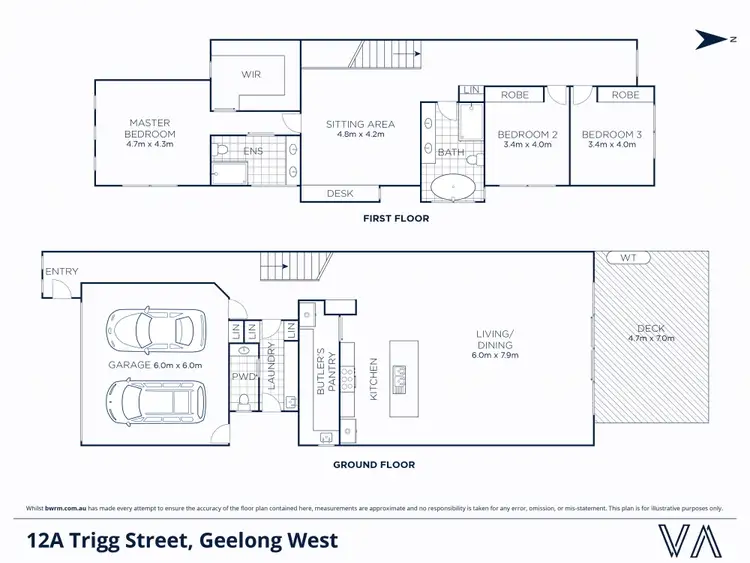 Floorplan of Homely semi-detached listing, 12a Trigg Street, Geelong West VIC 3218