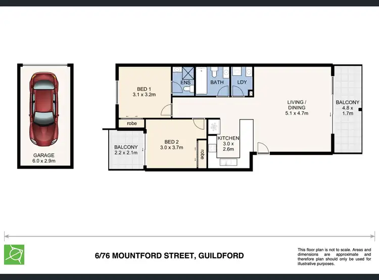 Floorplan of Homely apartment listing, 6/76-78 Mountford Avenue, Guildford NSW 2161