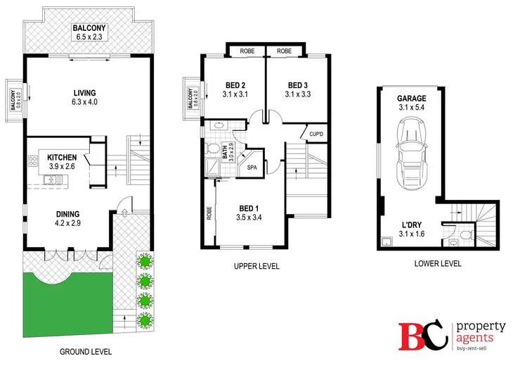 Floorplan of Homely townhouse listing, 3/44 Rowland Avenue, Wollongong NSW 2500