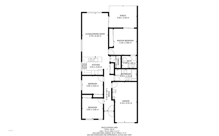 Floorplan of Homely semi-detached listing, 1/51 Rogers Drive, Gatton QLD 4343