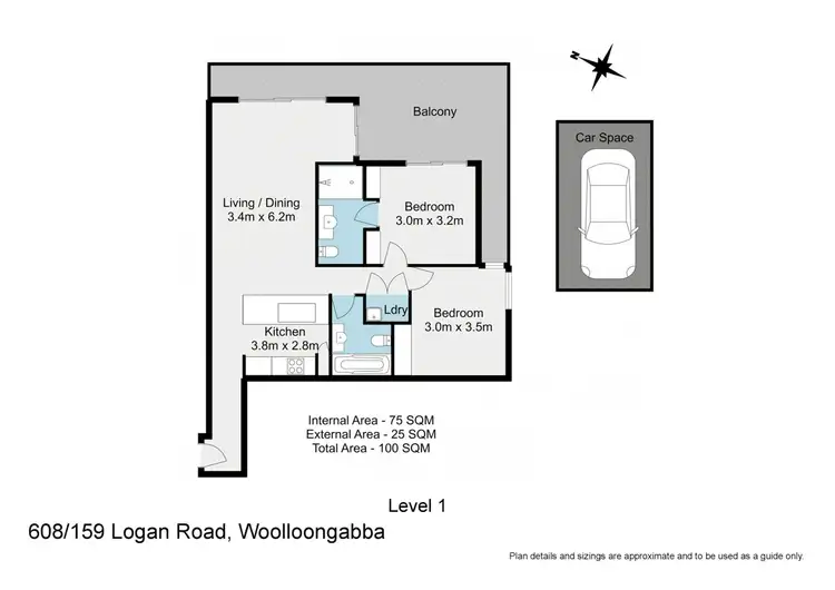 Floorplan of Homely unit listing, 608/159 Logan Road, Woolloongabba QLD 4102