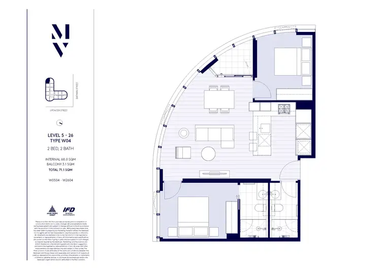 Floorplan of Homely apartment listing, 2304/105 Batman Street, West Melbourne VIC 3003