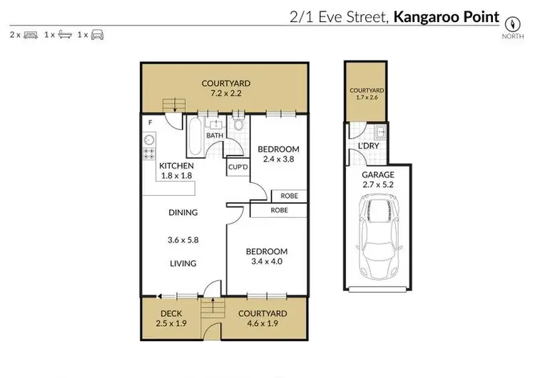 Floorplan of Homely unit listing, 2/1 Eve Street, Kangaroo Point QLD 4169