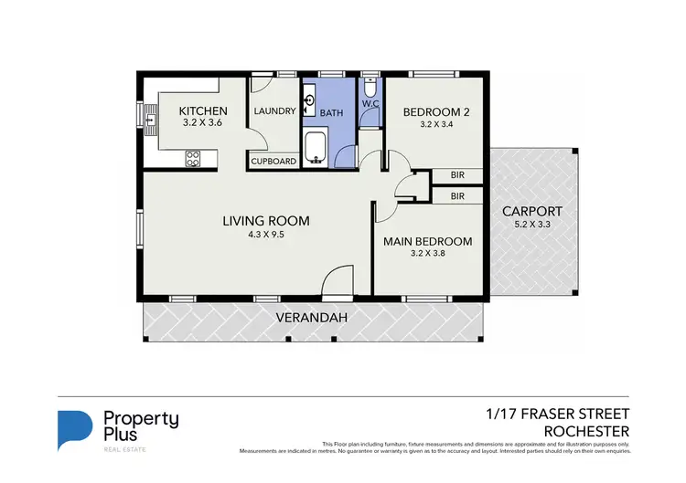 Floorplan of Homely unit listing, 1/17 Fraser Street, Rochester VIC 3561