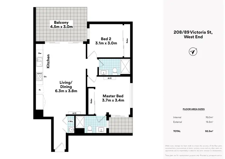 Floorplan of Homely apartment listing, 208/89 Victoria Street, West End QLD 4101