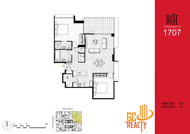 Floorplan of Homely apartment listing, 1707/29 Hunter Street, Parramatta NSW 2150