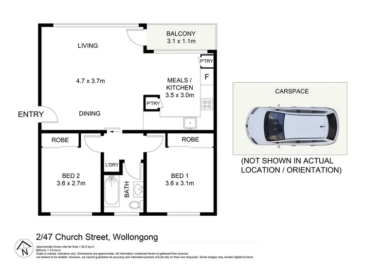 Floorplan of Homely unit listing, 2/47 Church Street, Wollongong NSW 2500