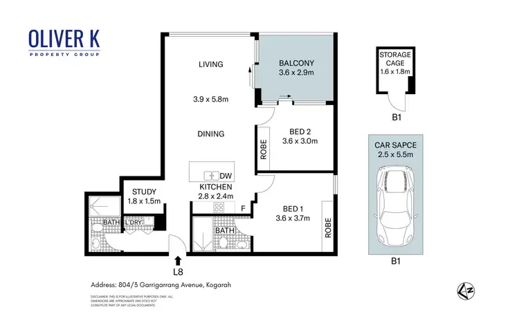 Floorplan of Homely apartment listing, 804/3 Garrigarrang Avenue, Kogarah NSW 2217