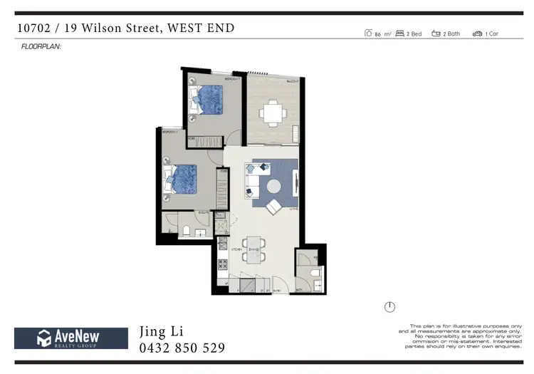 Floorplan of Homely apartment listing, 10702/19 Wilson Street, West End QLD 4101
