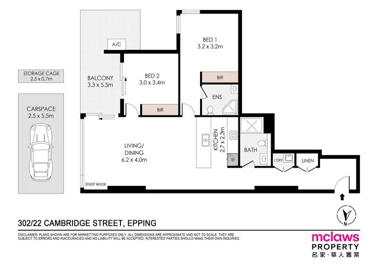 Floorplan of Homely apartment listing, 302/22 Cambridge St (access via Chester St or Cambridge St), Epping NSW 2121
