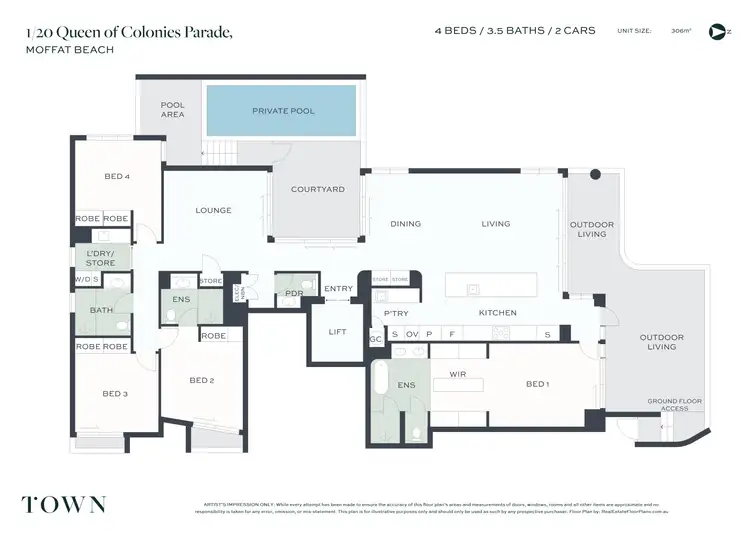 Floorplan of Homely unit listing, 1/20 Queen of Colonies Parade, Moffat Beach QLD 4551
