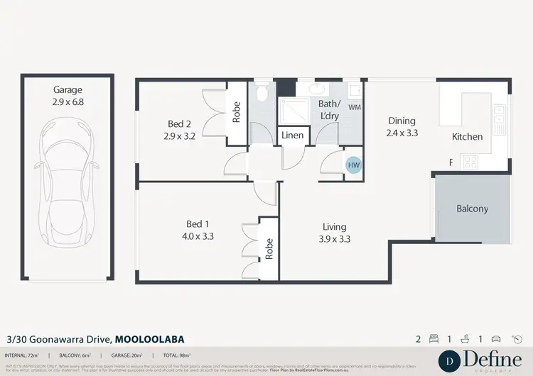Floorplan of Homely unit listing, 3/30 Goonawarra Drive, Mooloolaba QLD 4557