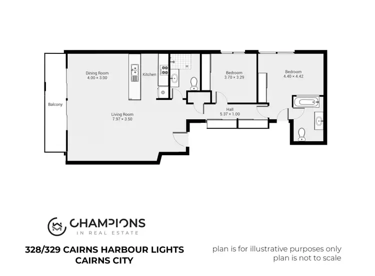 Floorplan of Homely apartment listing, 328/1 Marlin Parade, Cairns City QLD 4870