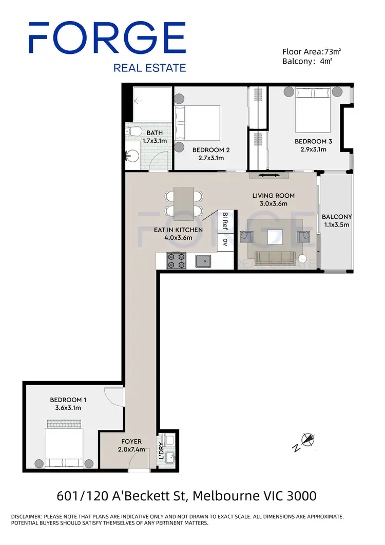 Floorplan of Homely apartment listing, 601/120 A'Beckett Street, Melbourne VIC 3000