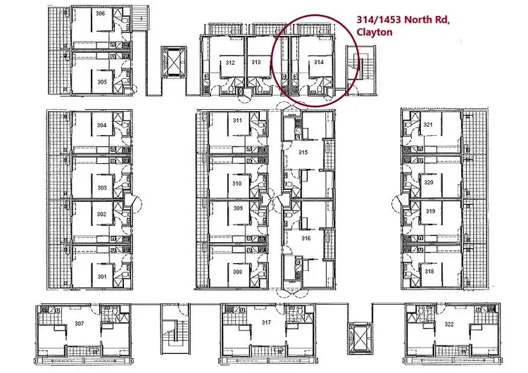 Floorplan of Homely apartment listing, 314/1453 North Road, Clayton VIC 3168