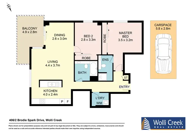 Floorplan of Homely apartment listing, 406/2 Brodie Spark Drive, Wolli Creek NSW 2205