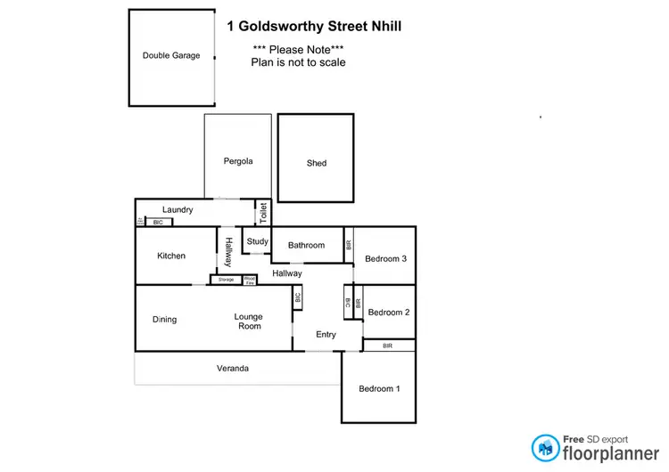 Floorplan of Homely house listing, 1 Goldsworthy Street, Nhill VIC 3418