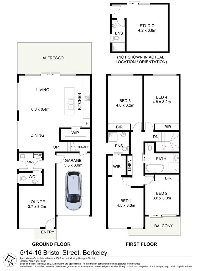Floorplan of Homely townhouse listing, 5/14 Bristol Street, Berkeley NSW 2506