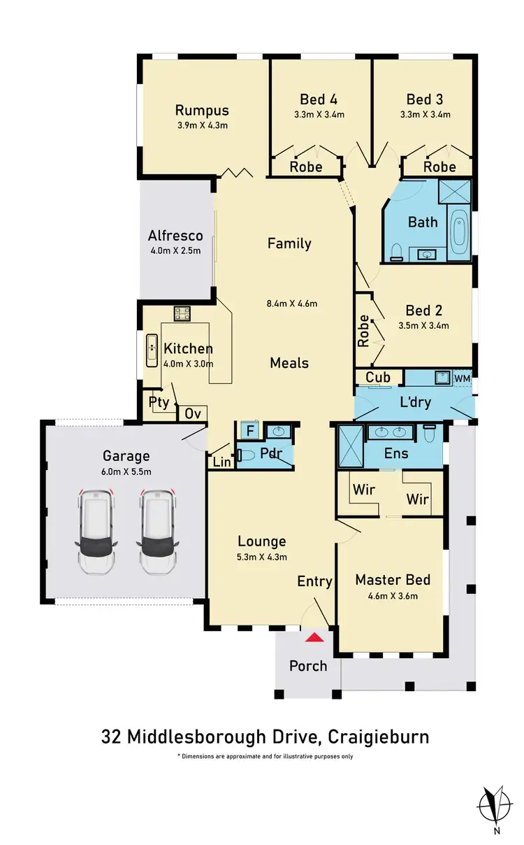 Floorplan of Homely house listing, 32 Middlesborough Drive, Craigieburn VIC 3064