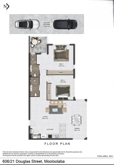 Floorplan of Homely apartment listing, 606/21 Douglas Street, Mooloolaba QLD 4557